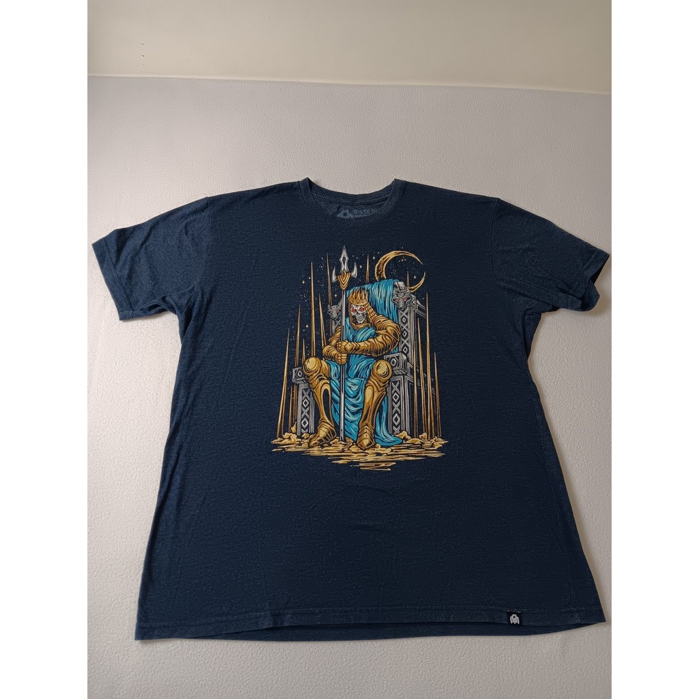 Into The AM Undead King Skeleton Throne Graphic Tee Navy Blue Mens 2XL - Picture 2 of 6